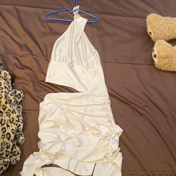 Cream Ruffle Mini Dress - Picture 6 of 6